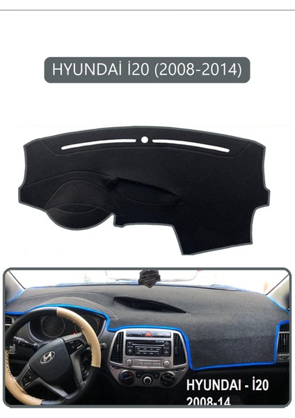 Hyundai I20 2008-2014TORPİDO Koruma Halısı Gri Kenar