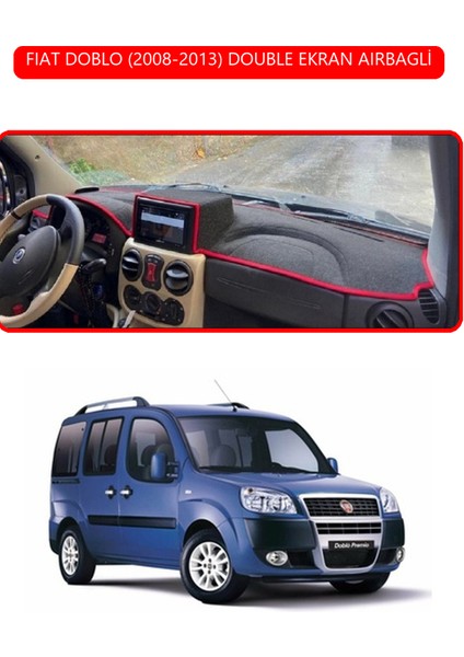 Fıat Doblo 2008-2013 Double Ekrantorpido Koruma Halısı Kırmızı Kenar