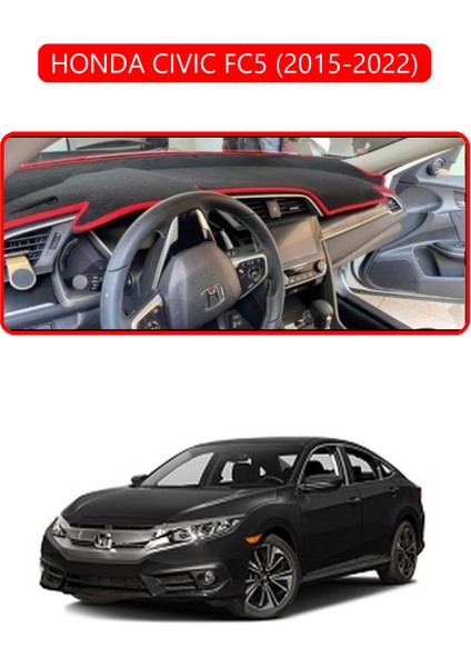 Honda Cıvıc Fc5 2015-2022TORPİDO Koruma Halısı Kırmızı Kenar