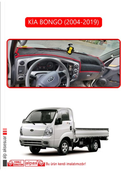 Kia Bongo 2004-2019TORPİDO Koruma Halısı Kırmızı Kenar