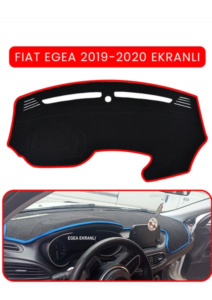 Fıat Egea 2019-2024 Modellerine Uygun Ekranlıtorpido Koruma Halısı Kırmızı Kenar