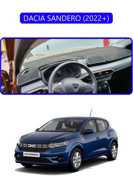 Dacıa Sandero 2022+ Torpido Koruma Halısı Mavi Kenar