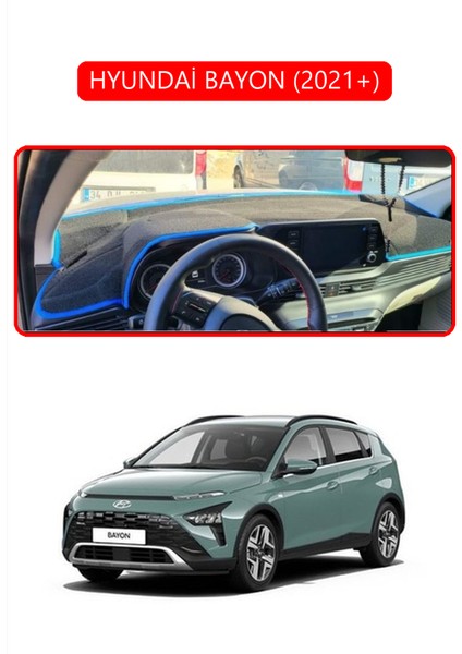 Hyundai Bayon 2021+TORPİDO Koruma Halısı Kırmızı Kenar