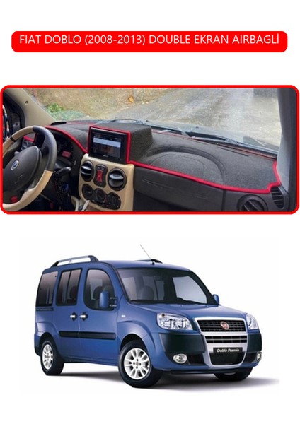Fıat Doblo 2008-2013 Modellerine Uygun Airbagtorpido Koruma Halısı Kırmızı Kenar