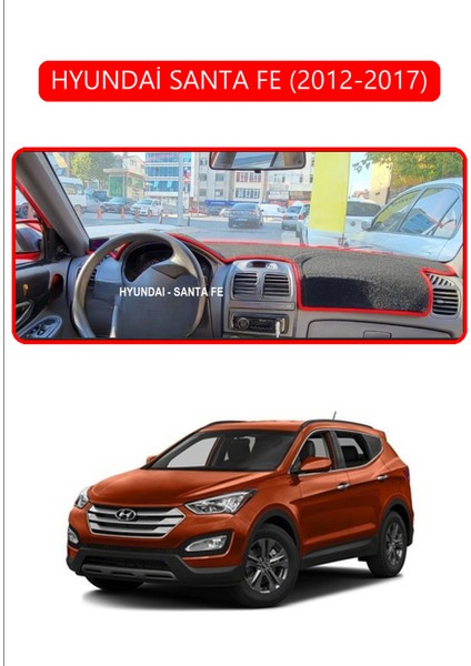 Hyundai Santa Fe 2012-2017TORPİDO Koruma Halısı Kırmızı Kenar