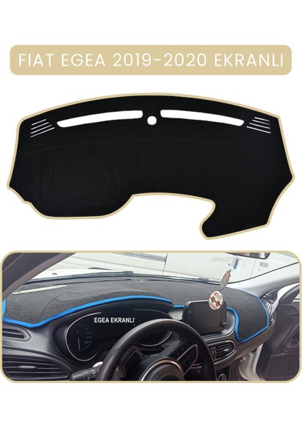 Fıat Egea 2019-2024 Modellerine Uygun Ekranlıtorpido Koruma Halısı Bej Kenar