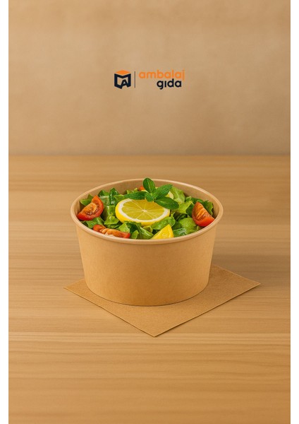 Kraft Karton Salata Kasesi 750 cc Yuvarlak Makarna Yemek Tatlı Meyve Saklama Kabı - 25 Adet KAPAKSIZDIR