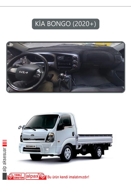 Kia Bongo 2020+TORPİDO Koruma Halısı Gri Kenar