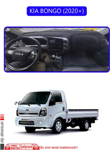 Kia Bongo 2020+TORPİDO Koruma Halısı Mavi Kenar