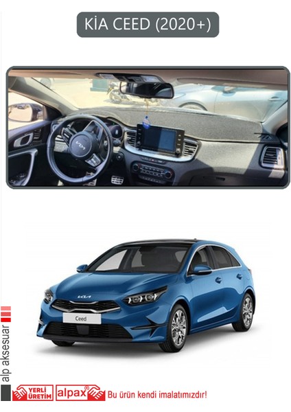 Kia Ceed 2020+TORPİDO Koruma Halısı Gri Kenar