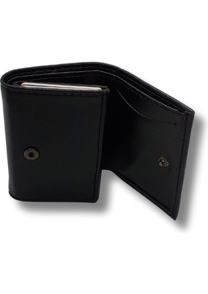 Otomatik Mekanizmalı Kağıt Para Bölmeli Siyah Deri Cüzdan Kartlık TARZ23465 fiyatları
