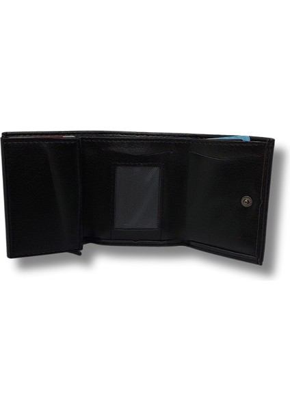 Otomatik Mekanizmalı Kağıt Para Bölmeli Siyah Deri Cüzdan Kartlık TARZ23465 fırsatları