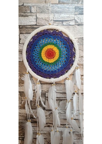 Düş Kapanı Makrome Dreamcatcher Gökkuşağı Kuş Tüyü Rüya Kapanı Duvar Süsü Elişi fırsatları