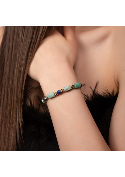 Amazonit & Lapis Doğal Taş Bileklik