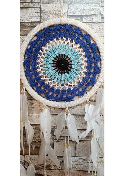 Düş Kapanı Makrome Dreamcatcher Nazar Boncuk Kuş Tüyü Rüya Kapanı Duvar Süsü Elişi modelleri
