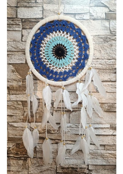 Düş Kapanı Makrome Dreamcatcher Nazar Boncuk Kuş Tüyü Rüya Kapanı Duvar Süsü Elişi fırsatları