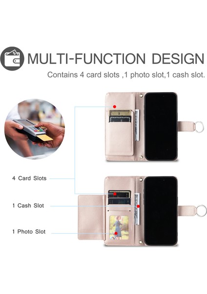 Realme C65 4g Flip Kılıf Manyetik Halka Deri Flip Ince Cüzdan Kılıfı Kart Tutucu ve Uzun Askılı (Yurt Dışından)