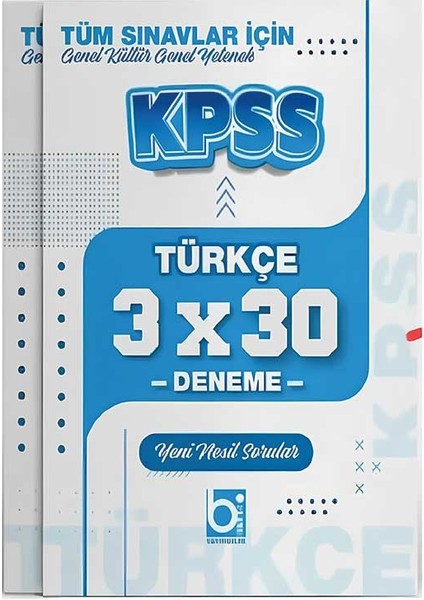 2026 Kpss Tüm Sınavlar Için Türkçe 3 x 30 Deneme Sınavı Bigelio Yayıncılık