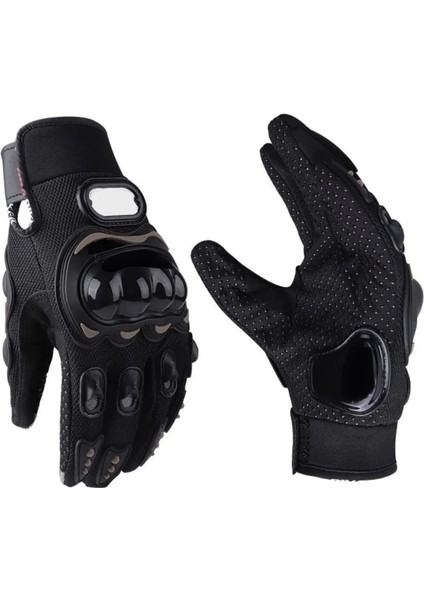 Motosiklet Eldiveni Avuç Içi Korumalı Dokunmatik Uzun Siyah Motor Eldiven Kemik Motorcu Eldiveni