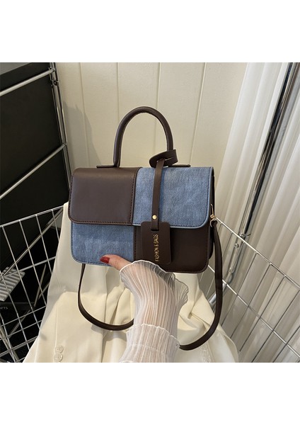 Popüler Moda Patchwork Doku Çanta Omuz Crossbody Çanta Küçük Kare Çanta (Yurt Dışından)