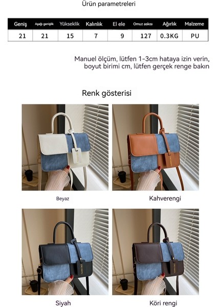 Popüler Moda Patchwork Doku Çanta Omuz Crossbody Çanta Küçük Kare Çanta (Yurt Dışından)