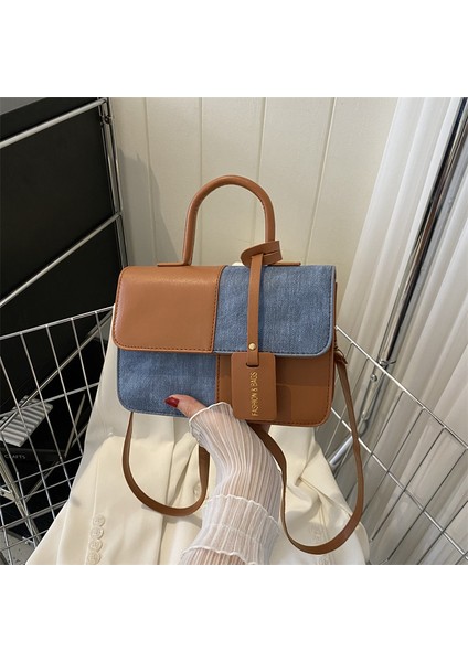 Popüler Moda Patchwork Doku Çanta Omuz Crossbody Çanta Küçük Kare Çanta (Yurt Dışından)