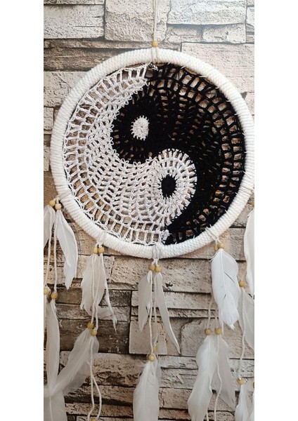 Düş Kapanı Makrome Dreamcatcher Yin Yang Kuş Tüyü Rüya Kapanı Duvar Süsü Elişi fiyatları