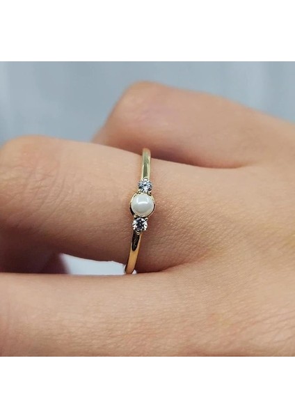 Gümüş Yüzük - İnci Tanem Minimal Tarz Tasarım 925 Ayar Gümüş Yüzük