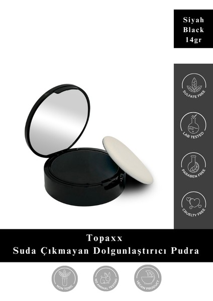 Siyah 14 gr Suda Çıkmayan Saç Sakal Dolgunlaştırıcı Dip Boya Topik Pudra