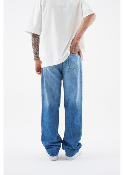 Erkek Ethnical Patterned Jean Blue
