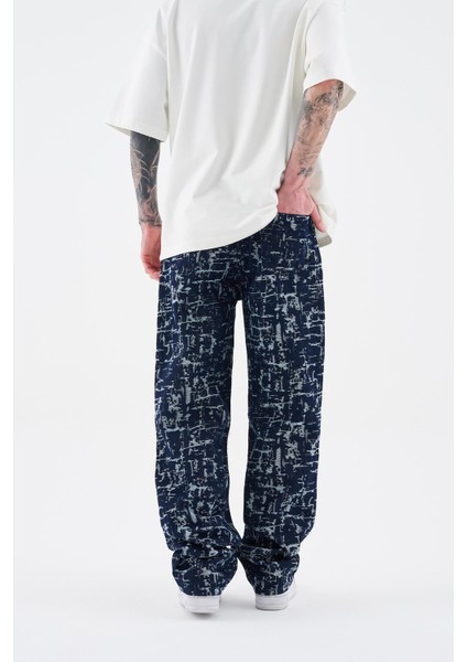 Erkek Patterned And Textured Jean Mavi