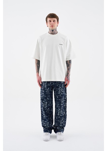 Erkek Patterned And Textured Jean Mavi