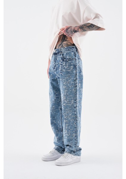 Erkek Patterned And Textured Jean Lıght Blue