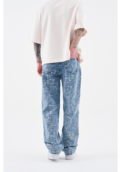 Erkek Patterned And Textured Jean Lıght Blue