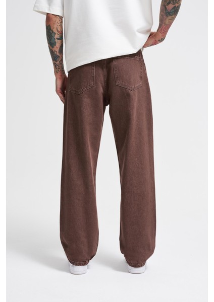 Erkek Relaxed Baggy Jean Coffee Asit Pantolon modelleri