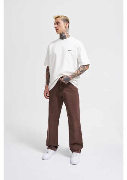 Erkek Relaxed Baggy Jean Coffee Asit Pantolon indirimleri