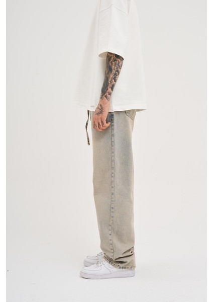 Erkek Oversize Baggy Yıkamalı Ice Gri Jean modelleri