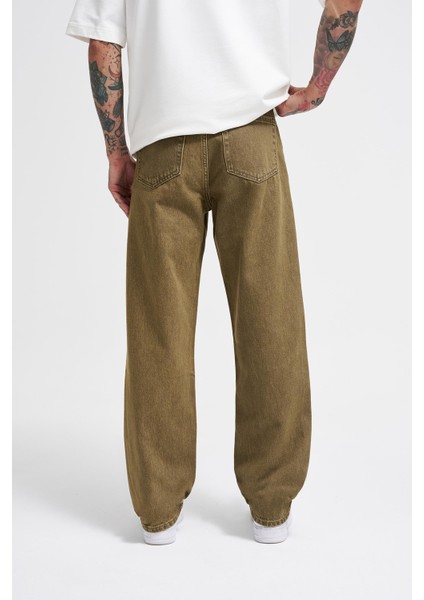 Erkek Relaxed Baggy Jean Khaki Pantolon fırsatları