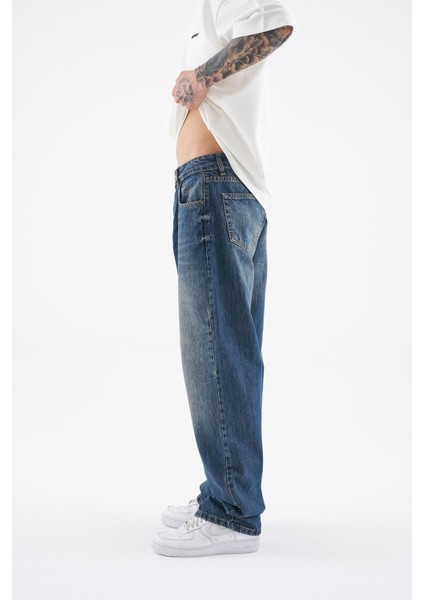 Erkek Ethnical Patterned Jean Dark Blue indirimleri