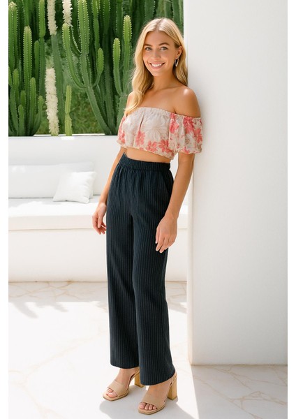 Çizgili Pantolon Lacivert