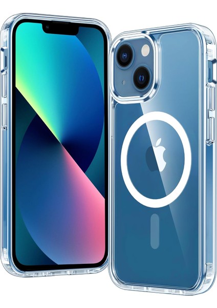 iPhone 13 Mini Uyumlu Köşe Korumalı Darbe Emici Sert Sararmaz Şeffaf Magsafe Kılıf