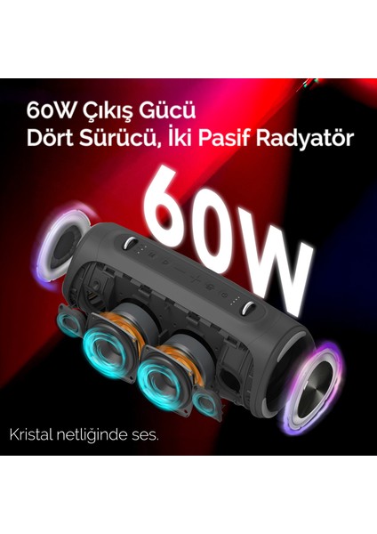Nowgo Storm S 60W Rgb Super Bass Tws Party Speaker Taşınabilir Kablosuz Bluetooth Hoparlör fırsatları