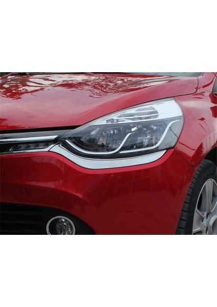 Renault Clio 4 Uyumlu 2012-2018 Krom Ön Far Kaşı 2 Parça Paslanmaz Çelik