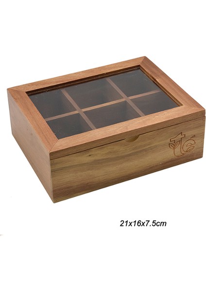 Akasya 6 Bölmeli Çay Kutusu - Organizer - 02121