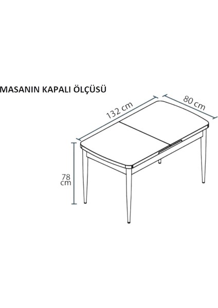 Minel Açılabilen Metal Ayak Sunta Mutfak Masası Takımı 6 Lacivert Sandalye 80 x 132
