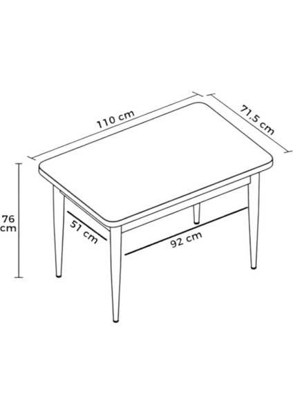 Arven Beyaz Mdf 70X110 Sabit Mutfak Masası Takımı Beyaz Metal Ayak 4 Krem Sandalye