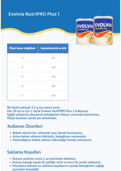 NutriPRO Plus 1 Bebek Sütü 800 gr x 2 Adet