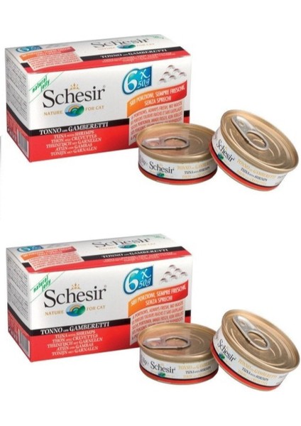 Multipack Ton ve Karidesli Kedi Konserve 6 x 50 gr 2 Li Eko Paket