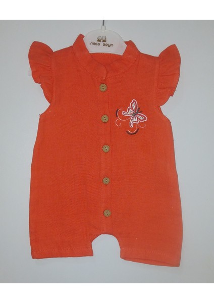 Müslin Kısa Kollu Kız Bebek Tulum