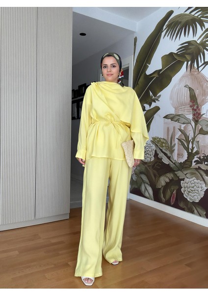 Mimoza Ikili Takım Efil Efil Yazlık Sarı modelleri